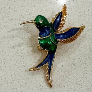 Enamel Hummingbird Brooch